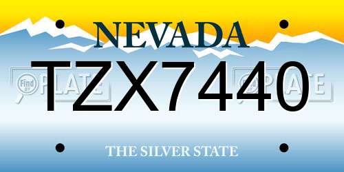 TZX7440 Nevada License Plate