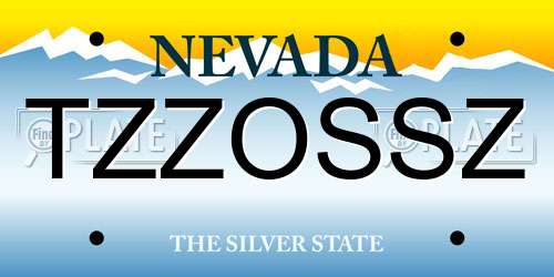 TZZOSSZ Nevada License Plate