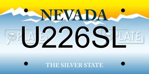 U226SL Nevada License Plate