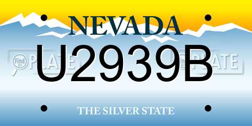 U2939B Nevada License Plate