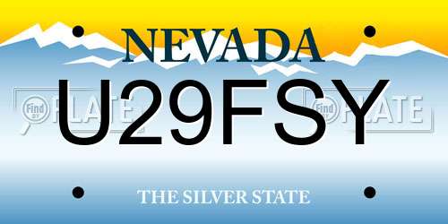 U29FSY Nevada License Plate