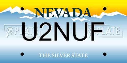 U2NUF Nevada License Plate