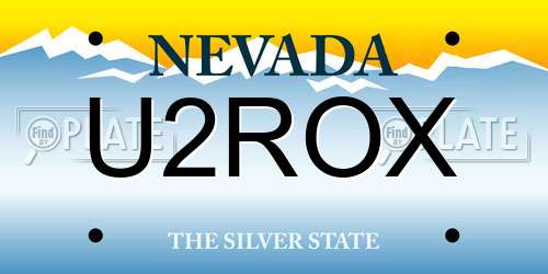 U2ROX Nevada License Plate