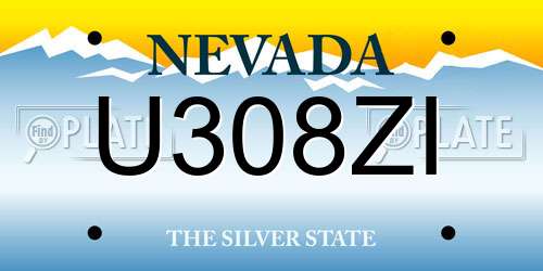 U308ZI Nevada License Plate