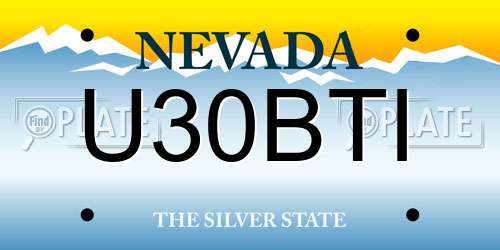 U30BTI Nevada License Plate
