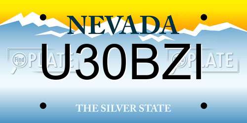 U30BZI Nevada License Plate