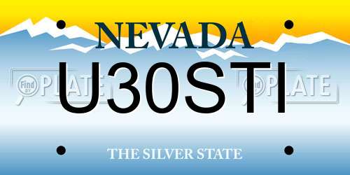 U30STI Nevada License Plate