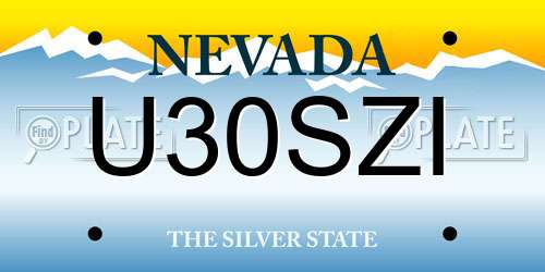 U30SZI Nevada License Plate