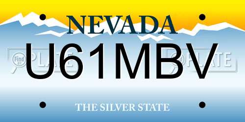 U61MBV Nevada License Plate