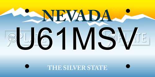 U61MSV Nevada License Plate