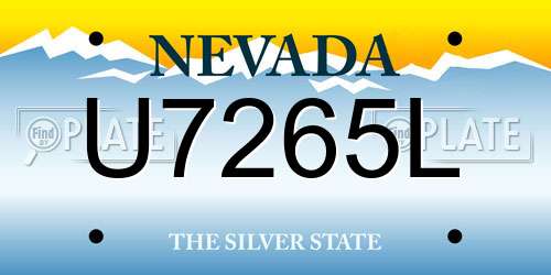 U7265L Nevada License Plate