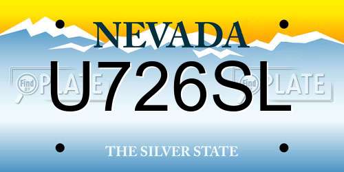 U726SL Nevada License Plate