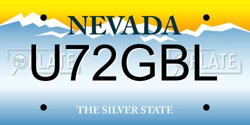 U72GBL Nevada License Plate