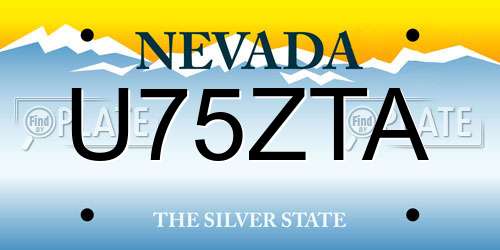 U75ZTA Nevada License Plate
