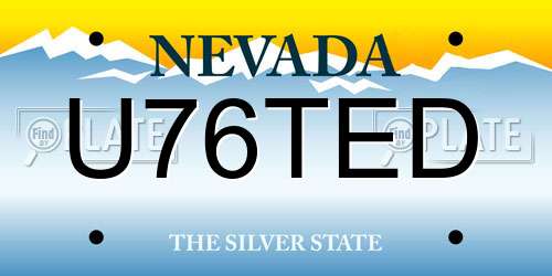 U76TED Nevada License Plate