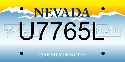 U7765L Nevada License Plate
