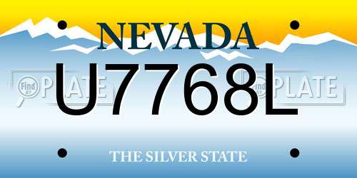 U7768L Nevada License Plate