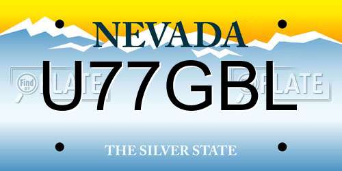 U77GBL Nevada License Plate