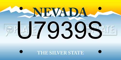 U7939S Nevada License Plate