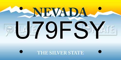 U79FSY Nevada License Plate