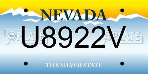 U8922V Nevada License Plate