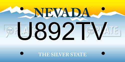 U892TV Nevada License Plate