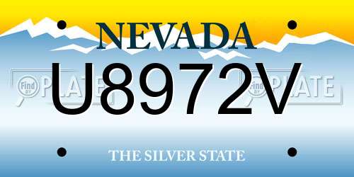 U8972V Nevada License Plate
