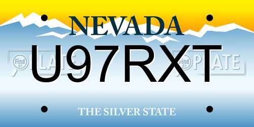 U97RXT Nevada License Plate