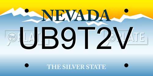 UB9T2V Nevada License Plate