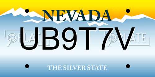 UB9T7V Nevada License Plate
