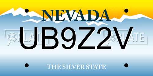 UB9Z2V Nevada License Plate
