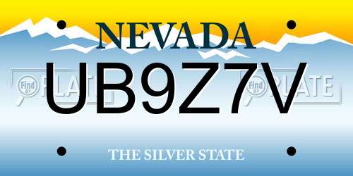 UB9Z7V Nevada License Plate