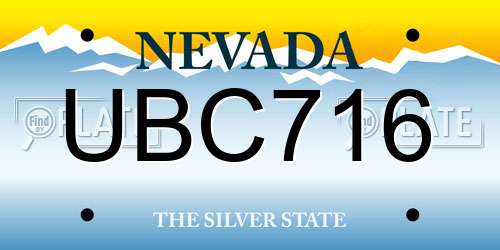 UBC716 Nevada License Plate
