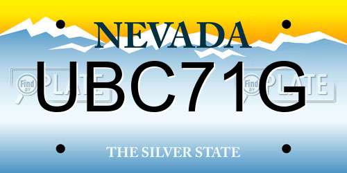 UBC71G Nevada License Plate