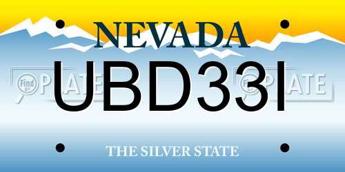 UBD33I Nevada License Plate