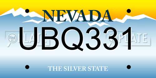 UBQ331 Nevada License Plate
