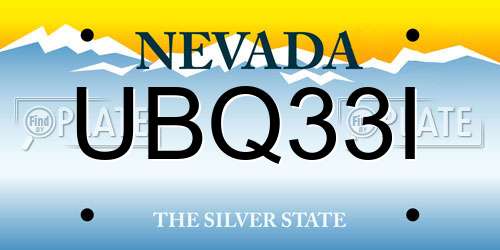 UBQ33I Nevada License Plate