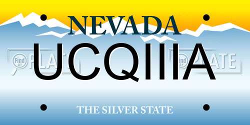 UCQIIIA Nevada License Plate