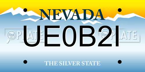 UE0B2I Nevada License Plate