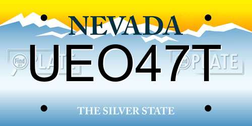 UEO47T Nevada License Plate
