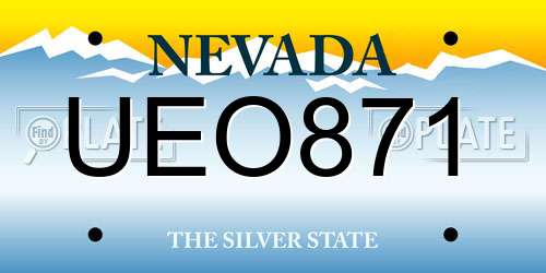 UEO871 Nevada License Plate