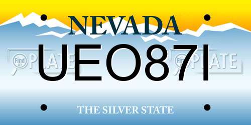 UEO87I Nevada License Plate