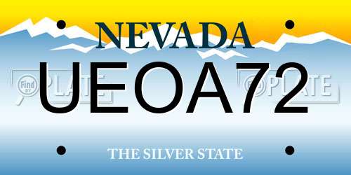UEOA72 Nevada License Plate