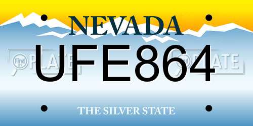 UFE864 Nevada License Plate
