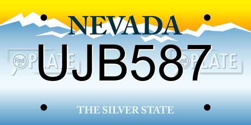 UJB587 Nevada License Plate