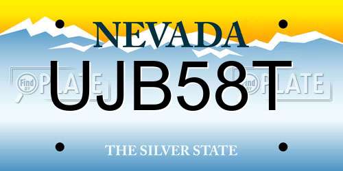 UJB58T Nevada License Plate