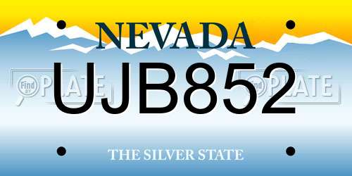 UJB852 Nevada License Plate