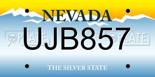 UJB857 Nevada License Plate
