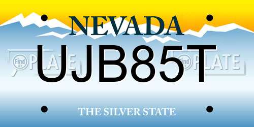 UJB85T Nevada License Plate