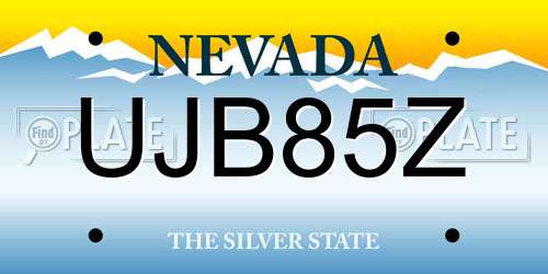 UJB85Z Nevada License Plate